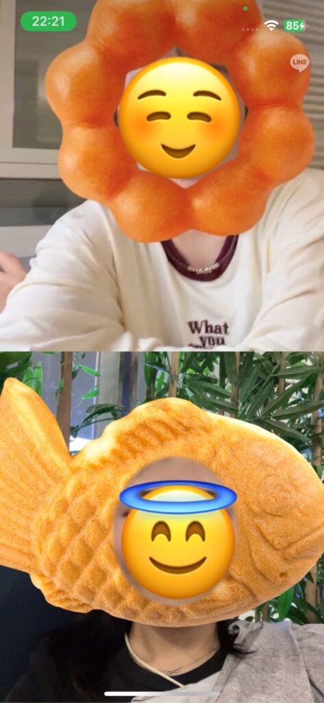 ビデオ通話しているスクリーンショット